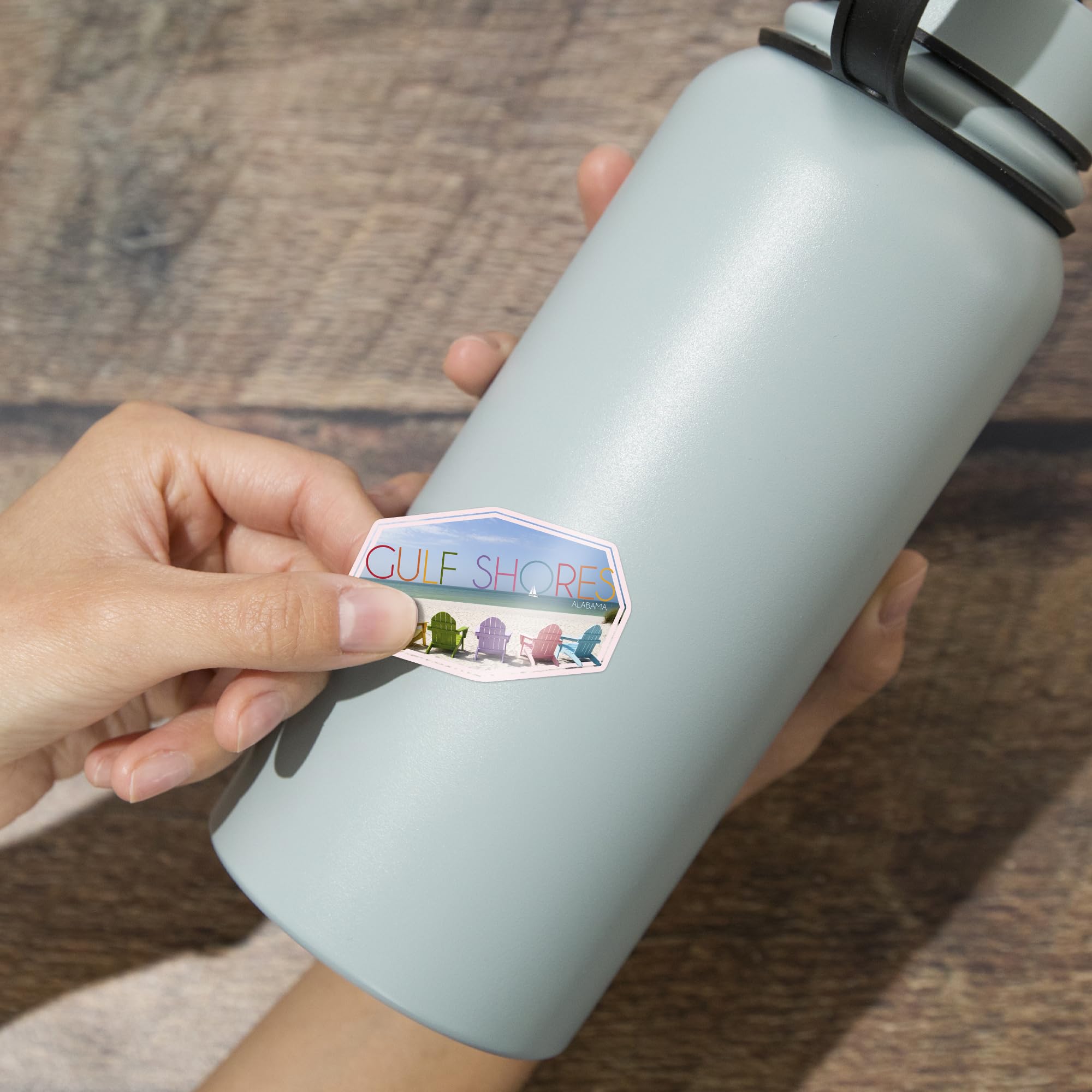Waterproof Die Cut Vinyl Stickers - Gulf Shores Alabama Beach Chairs Design (1-3 inches) - Durable Decals for Cars, Water Bottles, Laptops & Coolers - Perfect for Travel Accessories, Vacation Souvenirs & DIY Crafts