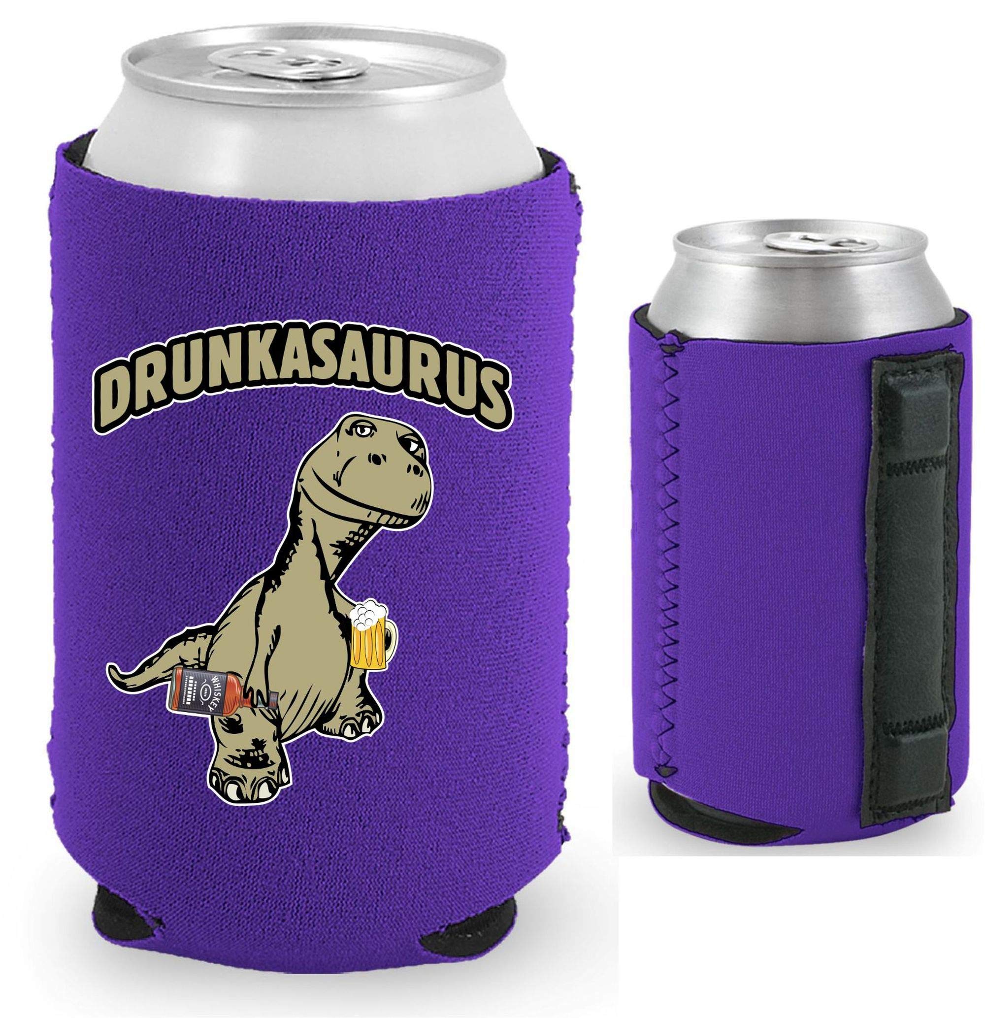 Drunkasaurus Magnetic Can Cooler (Purple, 2 Pack) - Insulated Beer Koozie for Cans & Bottles, Perfect for Pool Parties, BBQs & Outdoor Events