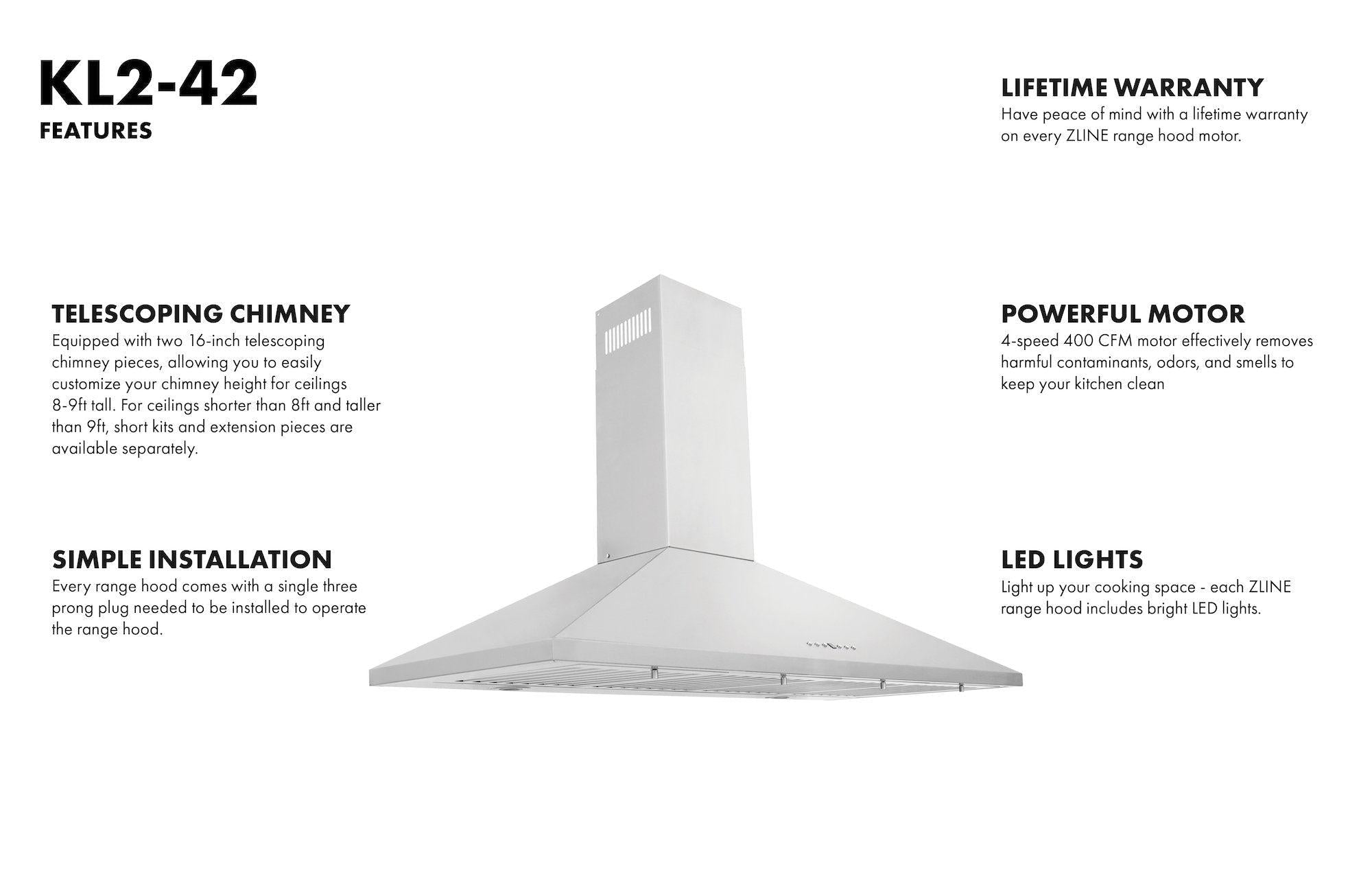 ZLINE KL2 Stainless Steel Convertible Wall Mount Range Hood - 36