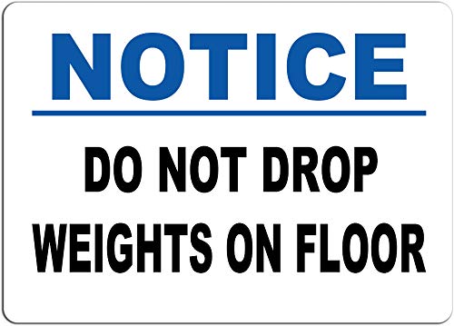 Vintage Do Not Drop Weights On Floor Metal Warning Sign - 12x16 Inch Rustic Tin Poster for Gym, Warehouse & Home Decor