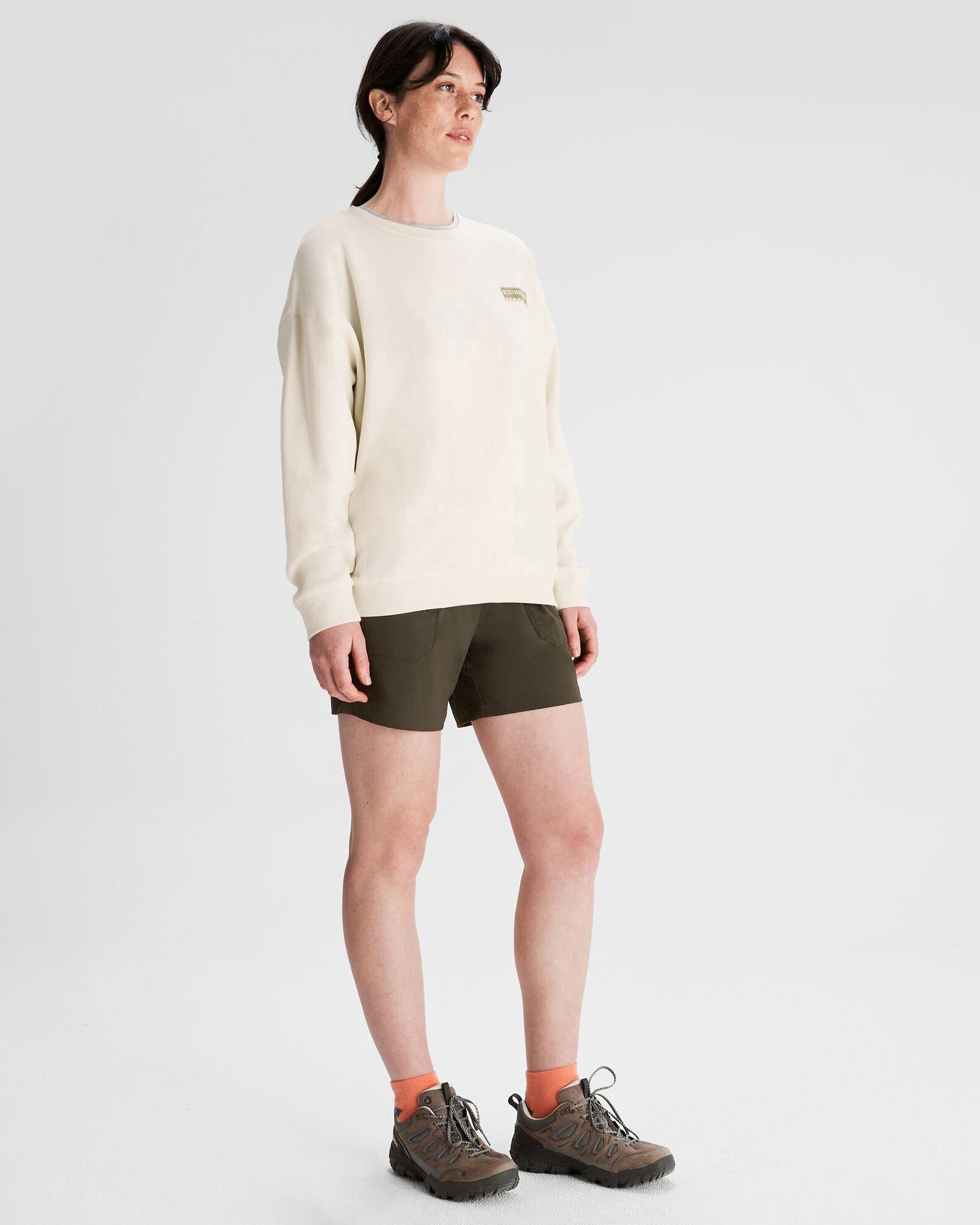 Women's Heritage Logo Slouchy Lightweight BB Crew Sweatshirt in Natural - Cozy Casual Wear for Everyday Outfits & Lounge Comfort