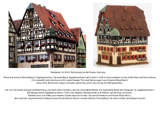 Handmade Ceramic Miniature House Tea Light Candle Holder - Replica of Historic Marienapotheke in Rothenburg Germany - Unique Home Decor Gift for Christmas, Wedding, Table Centerpiece & Cozy Ambiance