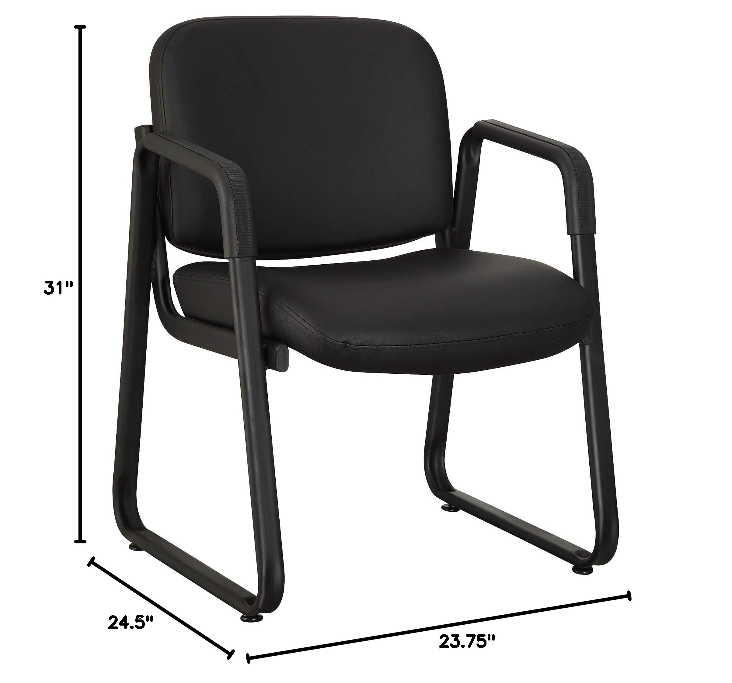 Lorell Black Leather Guest Chair - Ergonomic Office Chair for Reception, Conference Room & Waiting Area - Comfortable & Stylish Seating Solution