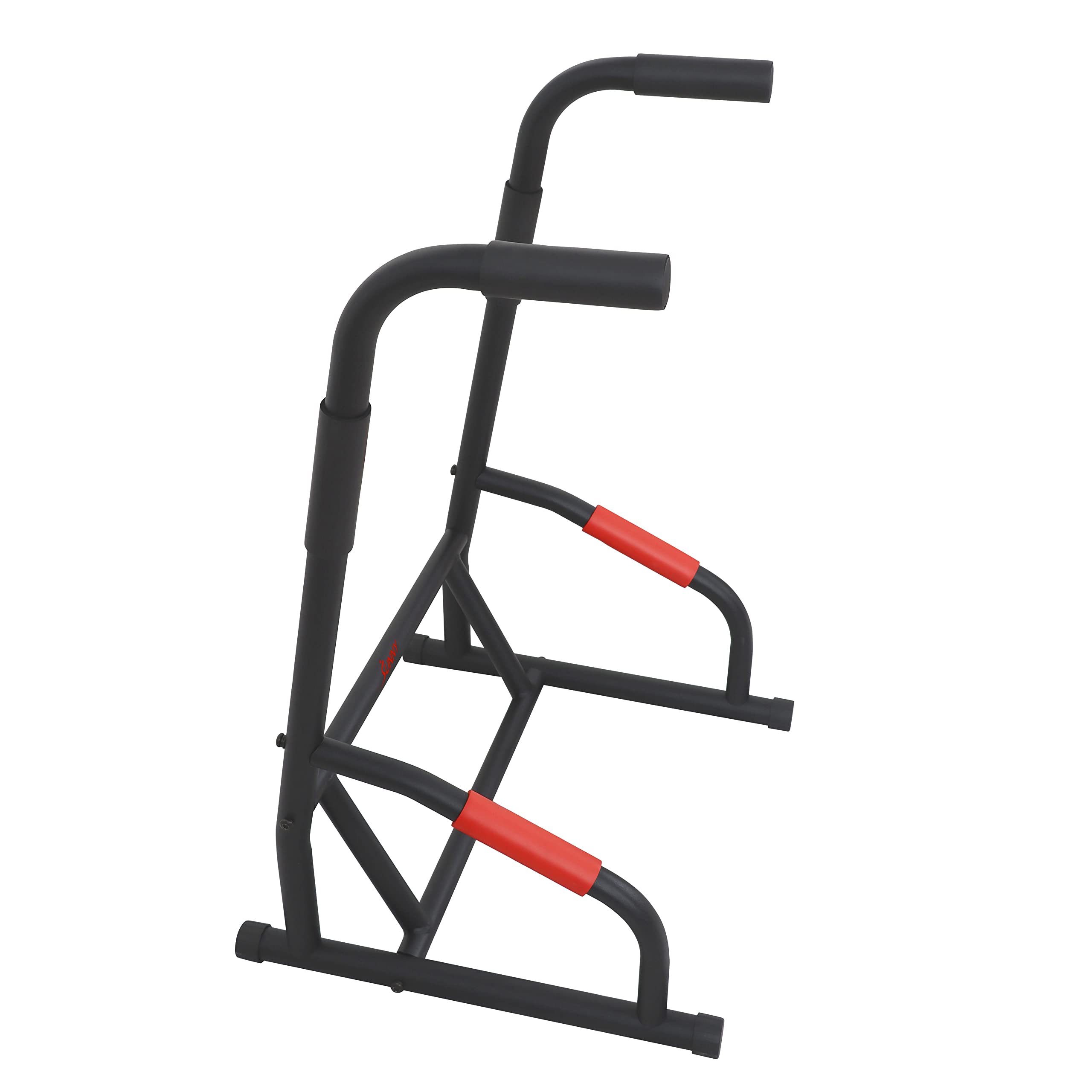 Sunny Health & Fitness Power Tower - Adjustable Dip Bar, Push Up & Pull Up Station with Parallette Bars | Home Gym Equipment for Strength Training & Rock Climbing Grip Workouts | Perfect for Garage, Basement & Home Workouts
