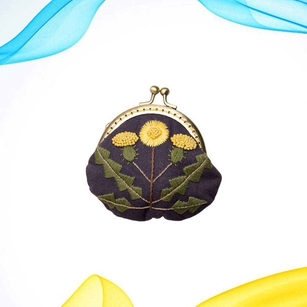 DIY Coin Purse Embroidery Kit - Yellow Flower Embroidery Pouch Making Set with Lock Tools for Beginners | Perfect for Crafting, Gift Making & Small Item Storage