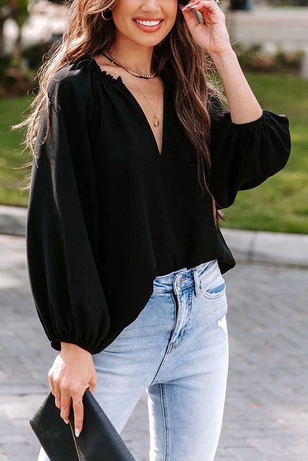 Elegant Work Life Balance V Neck Blouse for Women - Professional Office Wear & Casual Outfit