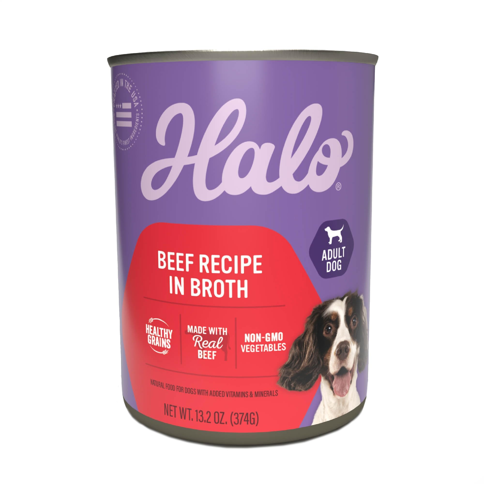 Premium Halo Wet Dog Food - Whole Beef Stew Recipe with Healthy Grains & Real Meat | High Protein Canned Dog Food for Adult Dogs | Perfect as Meal or Food Topper | 13.2 Oz Can (Pack of 6) | Ideal for Picky Eaters & Senior Dogs