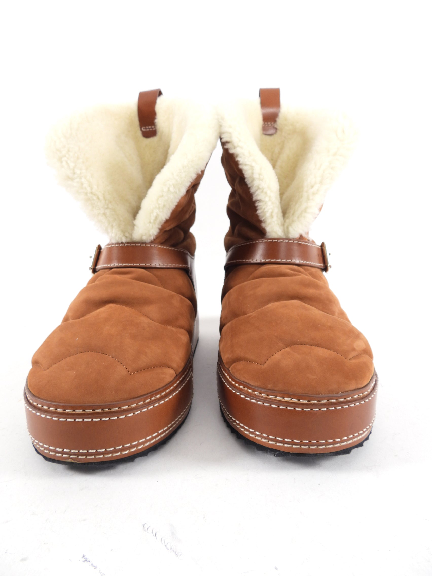 Chloe Tan Suede Shearling Winter Boots for Women - Size 37 / 7 - Cozy & Stylish Cold Weather Footwear for Snow, Travel & Everyday Wear