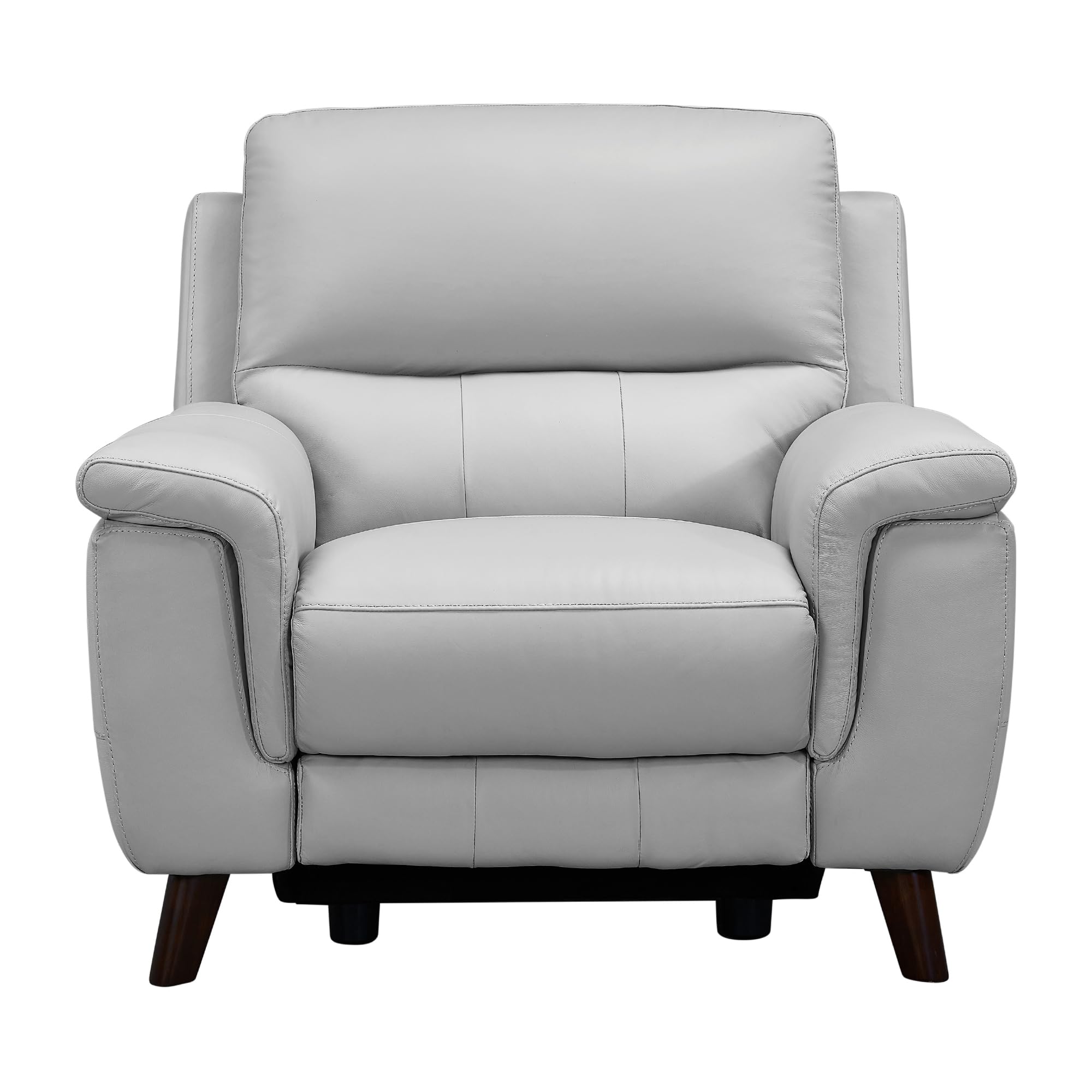 Armen Living Lizette Modern Top Grain Leather Power Recliner Accent Chair - Gray | Contemporary Living Room Furniture for Home Theater & Relaxation