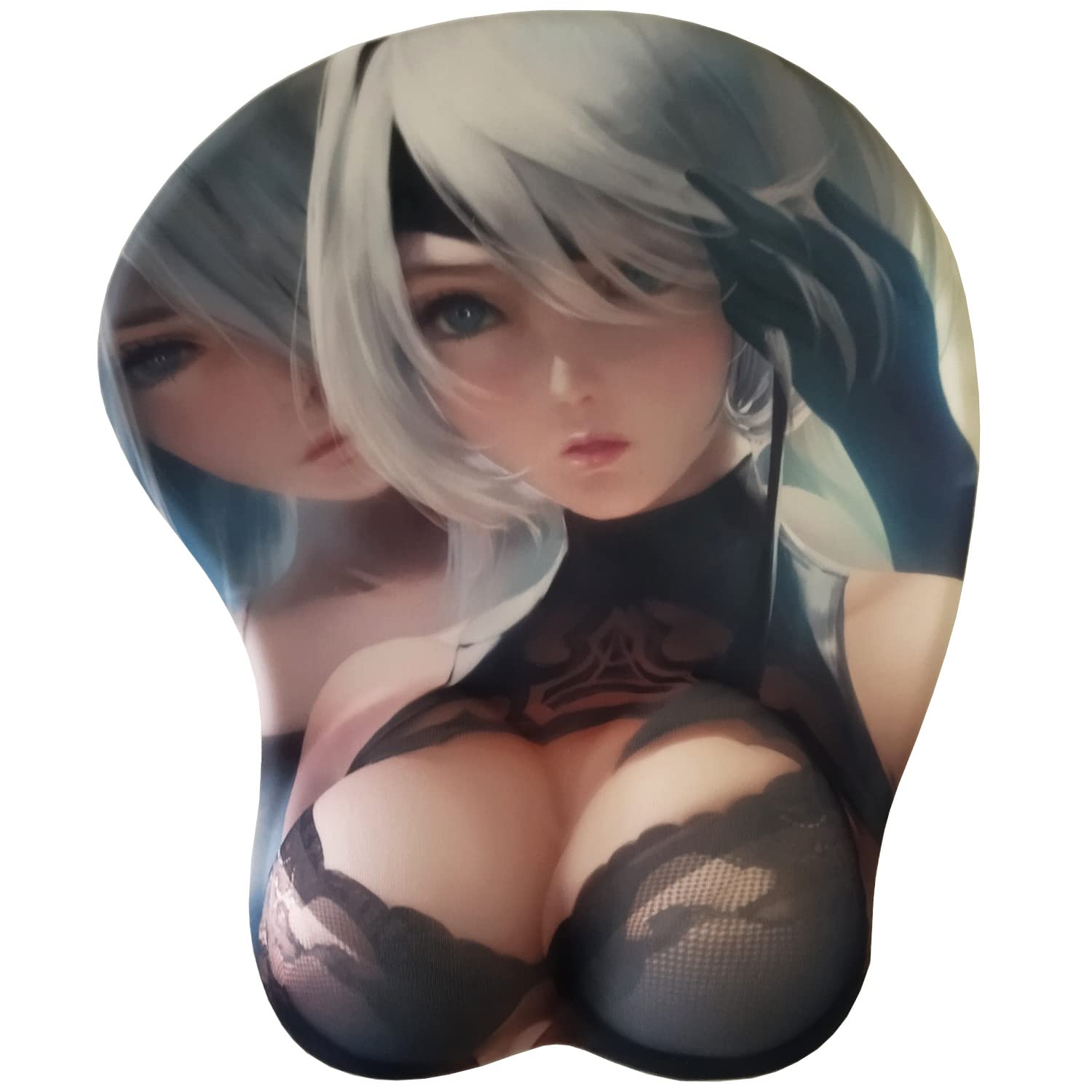 Cute Anime Gaming Mouse Pad with Wrist Support - Kawaii Computer Mouse Mat for PC & Laptop - Non-Slip Desk Accessory for Office, Work & Gaming - Perfect Funny Gift (Grey)