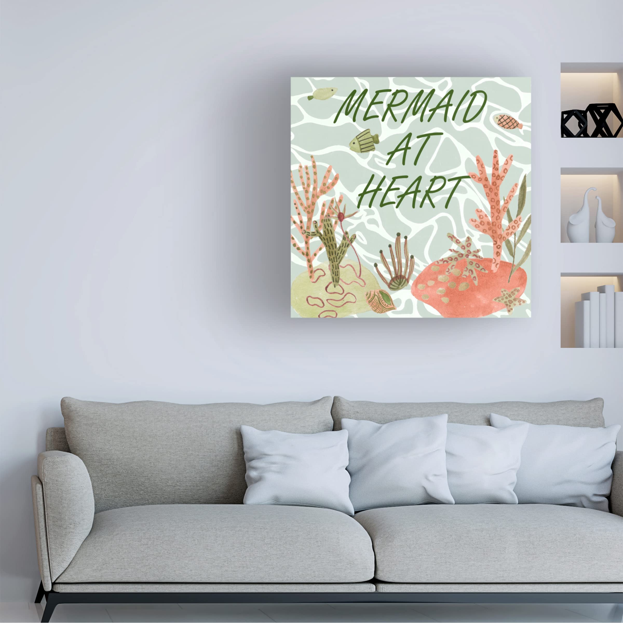 Trademark Fine Art 'Mermaid At Heart I' Canvas Wall Art Print by Melissa Wang - Perfect for Beach House Decor, Living Room & Bedroom Wall Decor