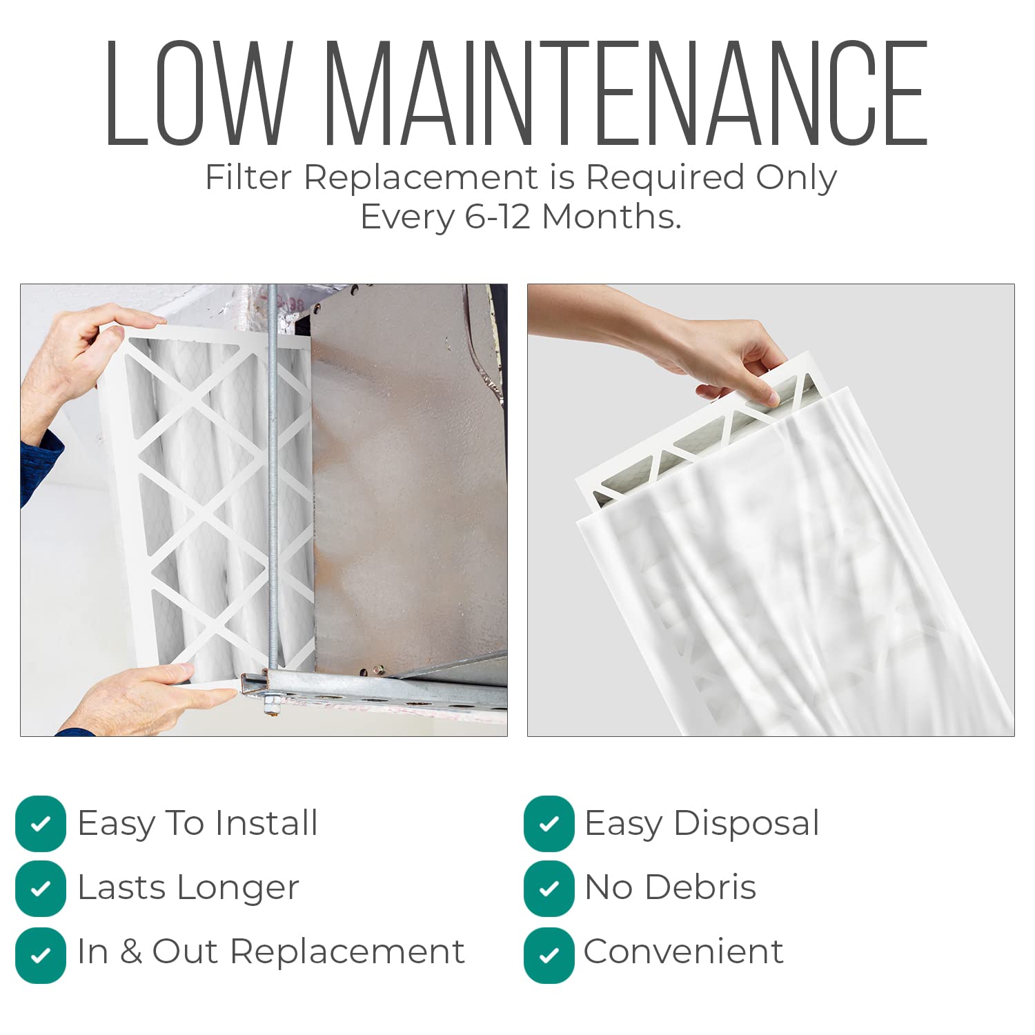 Honeywell 20x25x4 MERV 11 Air Filter Replacement - 2 Pack with Disposal Bags, Fits Most HVAC Systems (19.94x24.86x4.38 Inches) - Perfect for Home, Office & Commercial Use