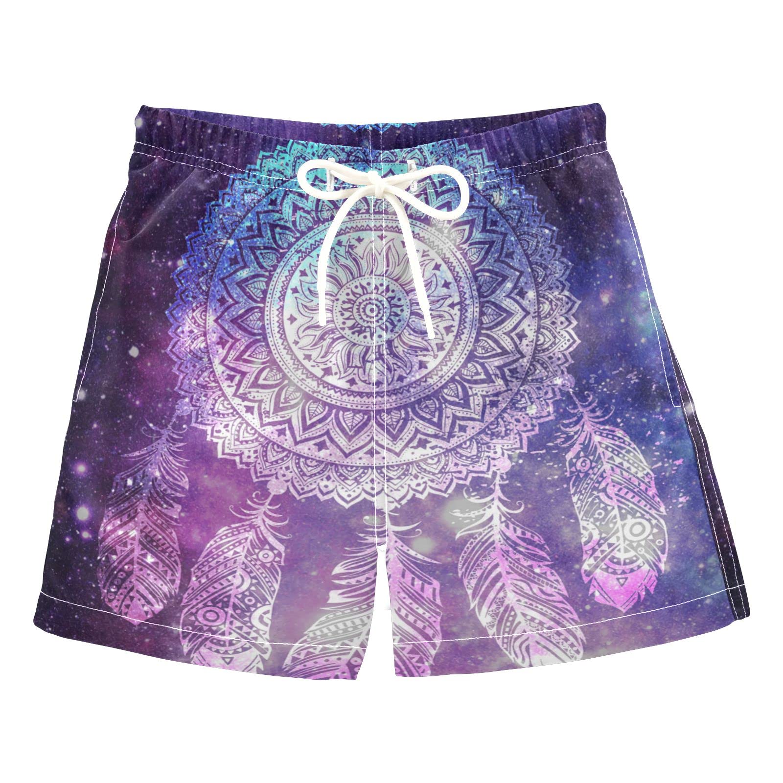 AMICHIC Boys Quick Dry Swim Trunks with Mesh Lining - Adjustable Waist Beach Shorts for Swimming, Surfing & Summer Activities | Dream Catcher Design