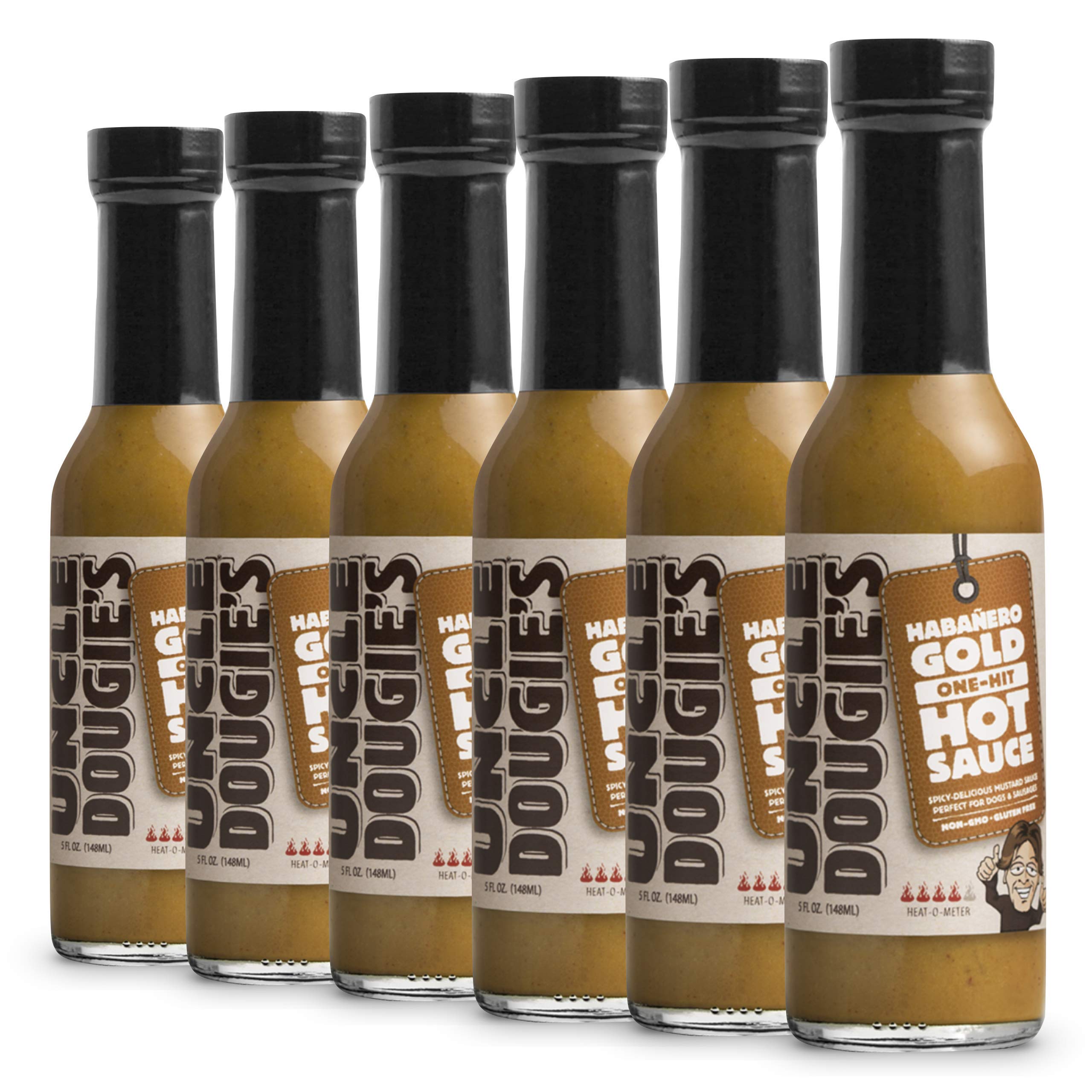 Uncle Dougie's Habanero Gold Hot Sauce - 6 Pack | Premium Spicy Pepper Sauce for Tacos, Wings & BBQ | Gourmet Hot Sauce Gift Set for Chili Lovers