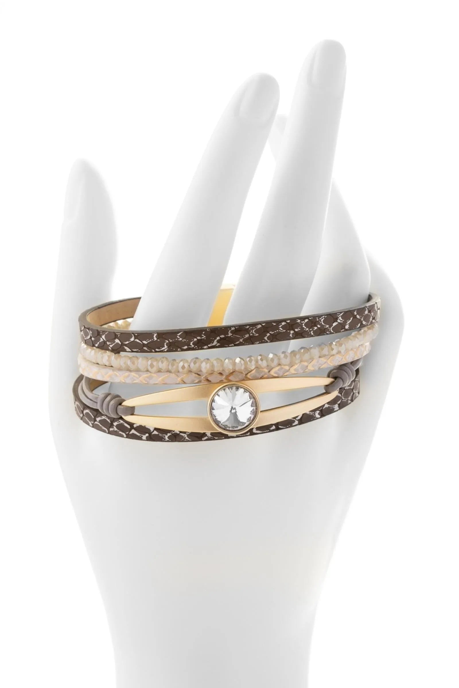 Sparkling Crystal Embellished Genuine Leather Bracelet for Women - Elegant Fashion Jewelry Gift for Parties, Weddings & Special Occasions