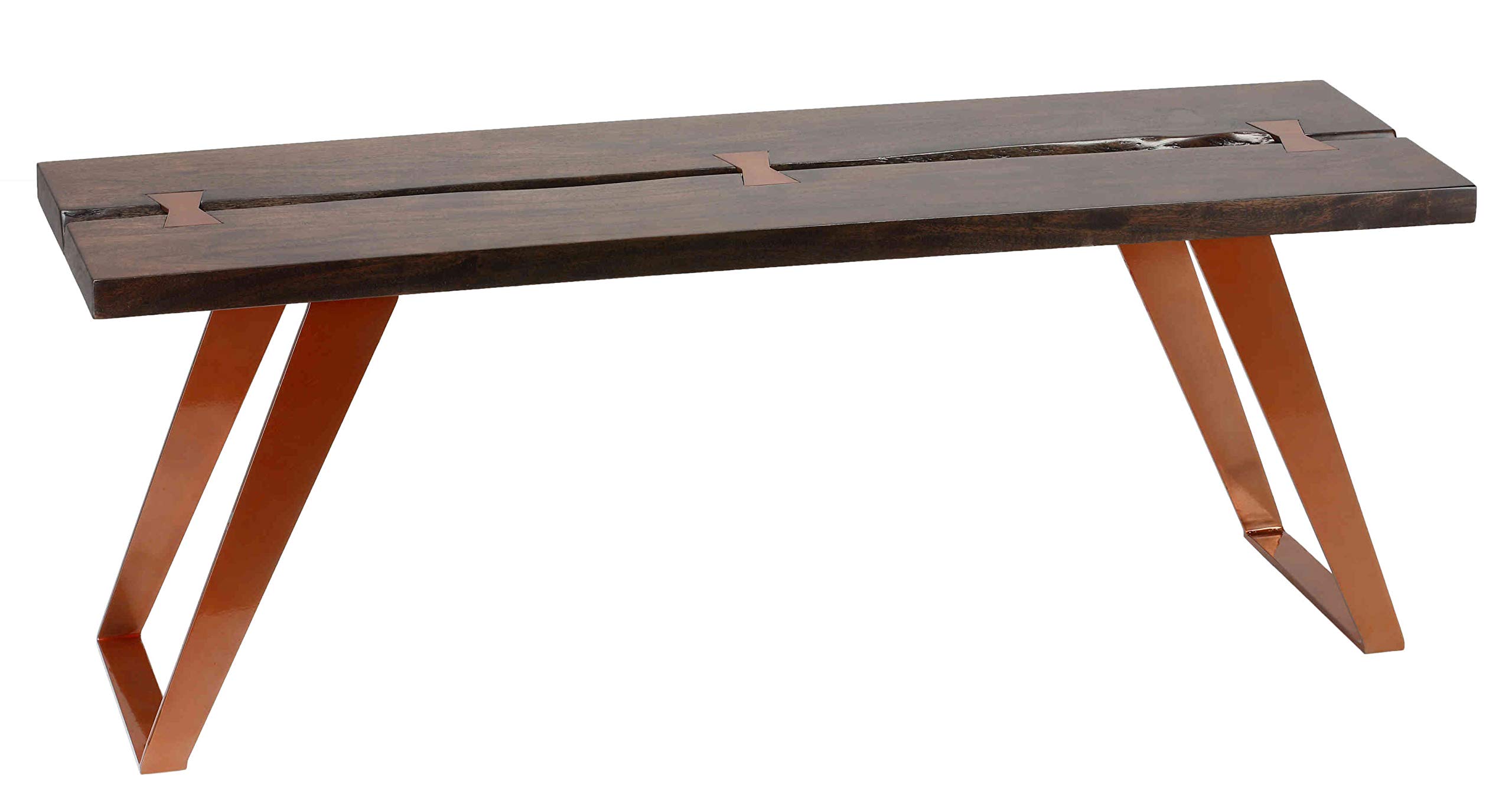Bare Decor Admiral Dining Bench - Solid Wood Kitchen Bench with Cushion, Rustic Brown - Perfect for Farmhouse Dining Room, Kitchen Island, and Breakfast Nook Seating