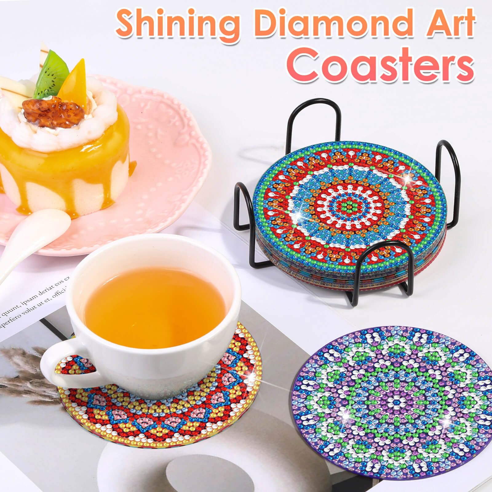 Diamond Painting Coaster Kits - 10-Piece Mandala DIY Art Coasters with Holder Set for Adults | Perfect for Home Decor, Gift Giving & Relaxing Crafts