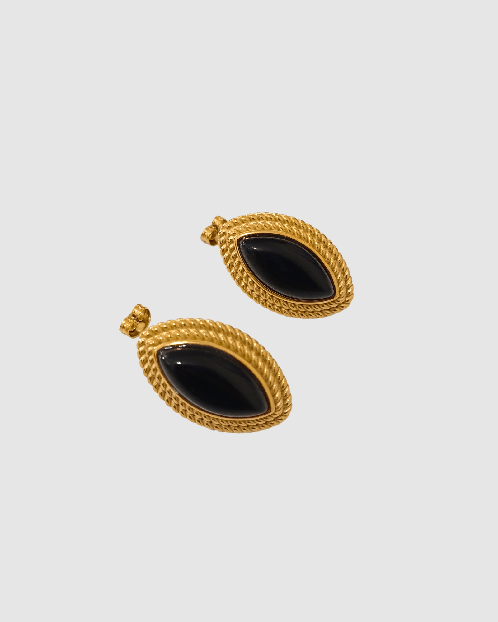 Izoa Amara Black Stud Earrings for Women - Minimalist Elegant Jewelry for Everyday Wear, Parties & Gifts