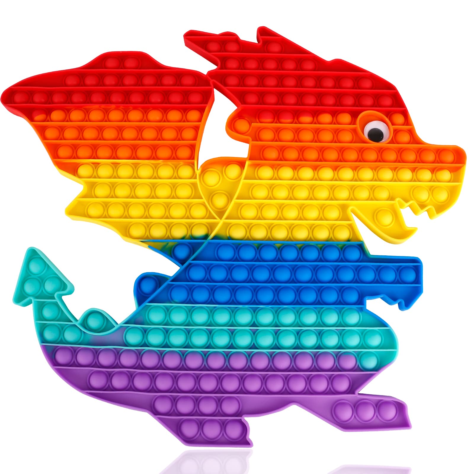 Extra Large Push Pop Fidget Sensory Toy - Jumbo Bubble Popper for Stress Relief & Anxiety, Rainbow Dragon Design - Perfect for Kids, Adults, Autism & ADHD Therapy, Classroom & Office Use