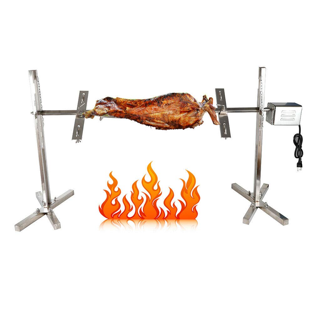 Electric Rotisserie Grill Kit - Portable Stainless Steel BBQ Grill for Camping, Picnics & Outdoor Cooking - Adjustable Height Spit Roaster - Perfect for Backyard BBQs, Tailgating & RV Trips