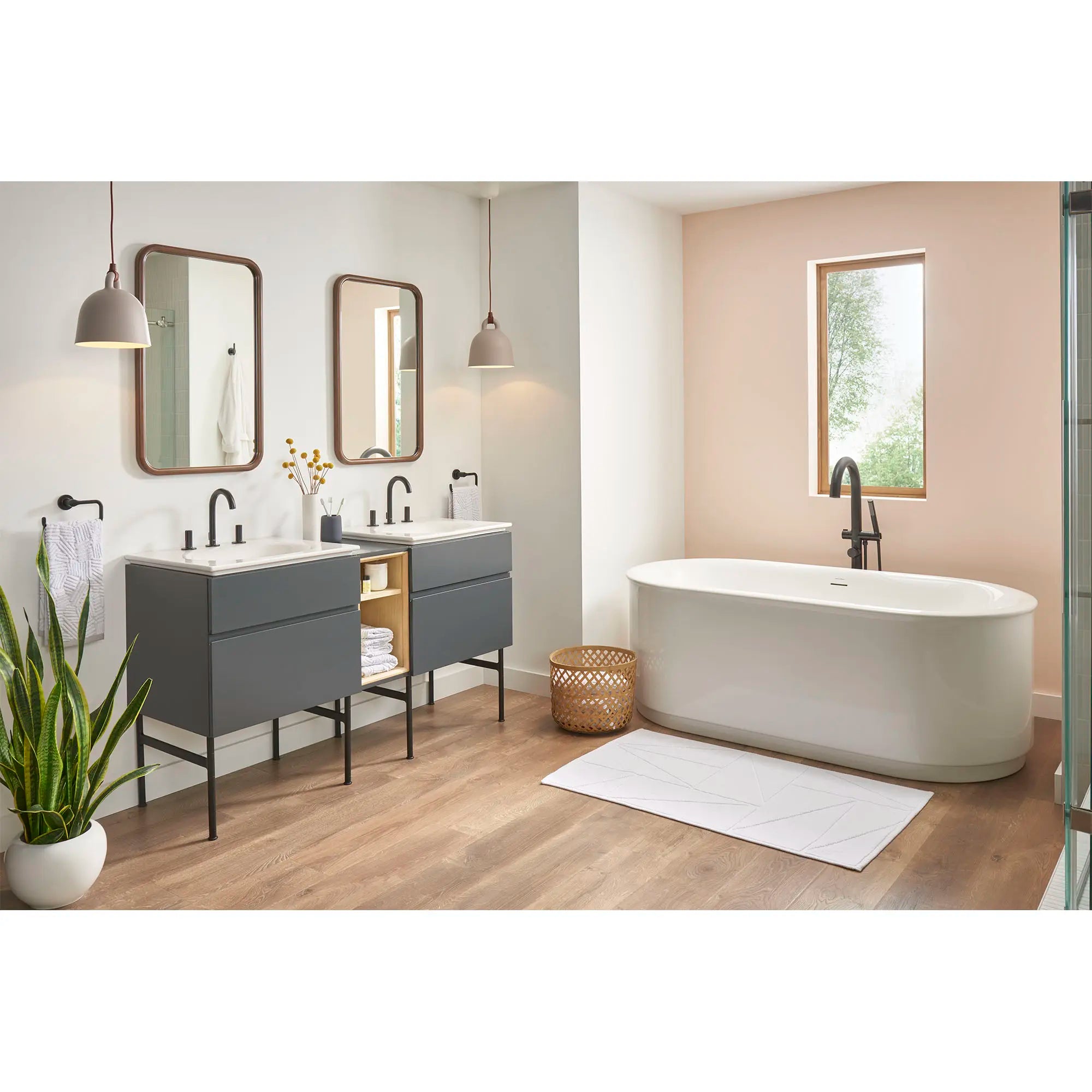 Modern Round Freestanding Bathtub Filler with Lever Handle Faucet - Compatible with Flash® Rough In Valve - Perfect for Spa-Like Bathroom Retreats and Luxury Home Renovations