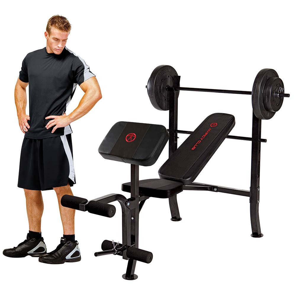 Standard Weight Bench with 80lb Dumbbell Set | MKB 2081 - Home Gym Equipment for Strength Training & Fitness Workouts