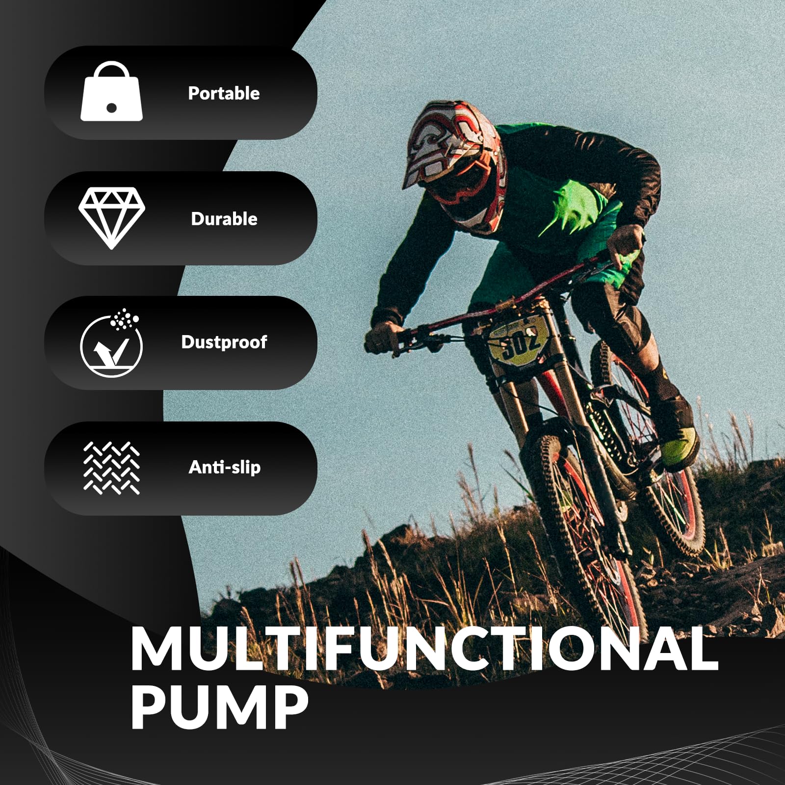ROCKBROS Mini Bike Pump - Portable Bicycle Tire Pump 110/150 PSI for Presta & Schrader Valves - Compact Hand Pump for Road Bikes, Mountain Bikes & Cycling Accessories - Perfect for Emergency Repairs & On-the-Go Inflation