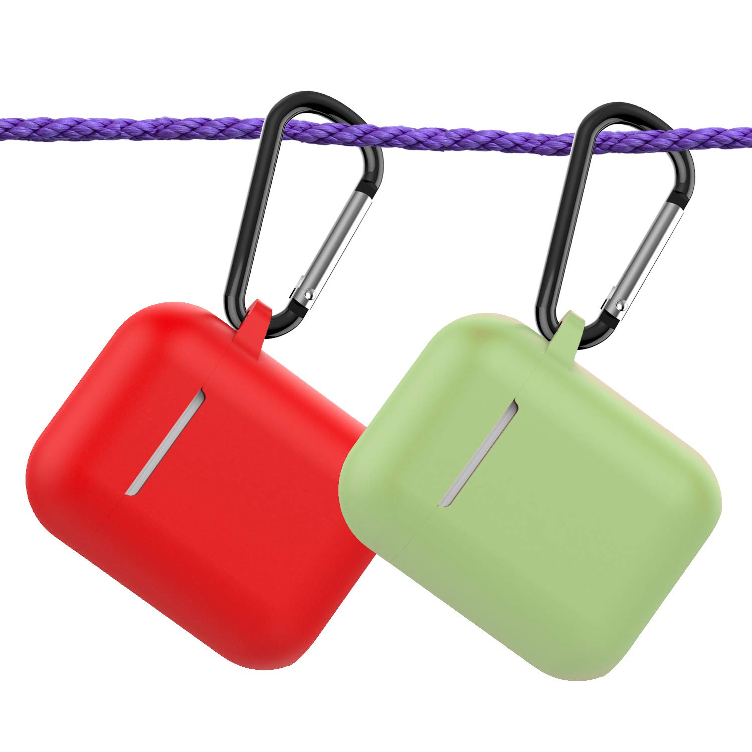 Premium Silicone Protective Case with Keychain for Apple AirPods 1 & 2 - Matcha Green Cover (LED Visible) - Durable Shockproof Cover for Gym, Travel & Daily Use