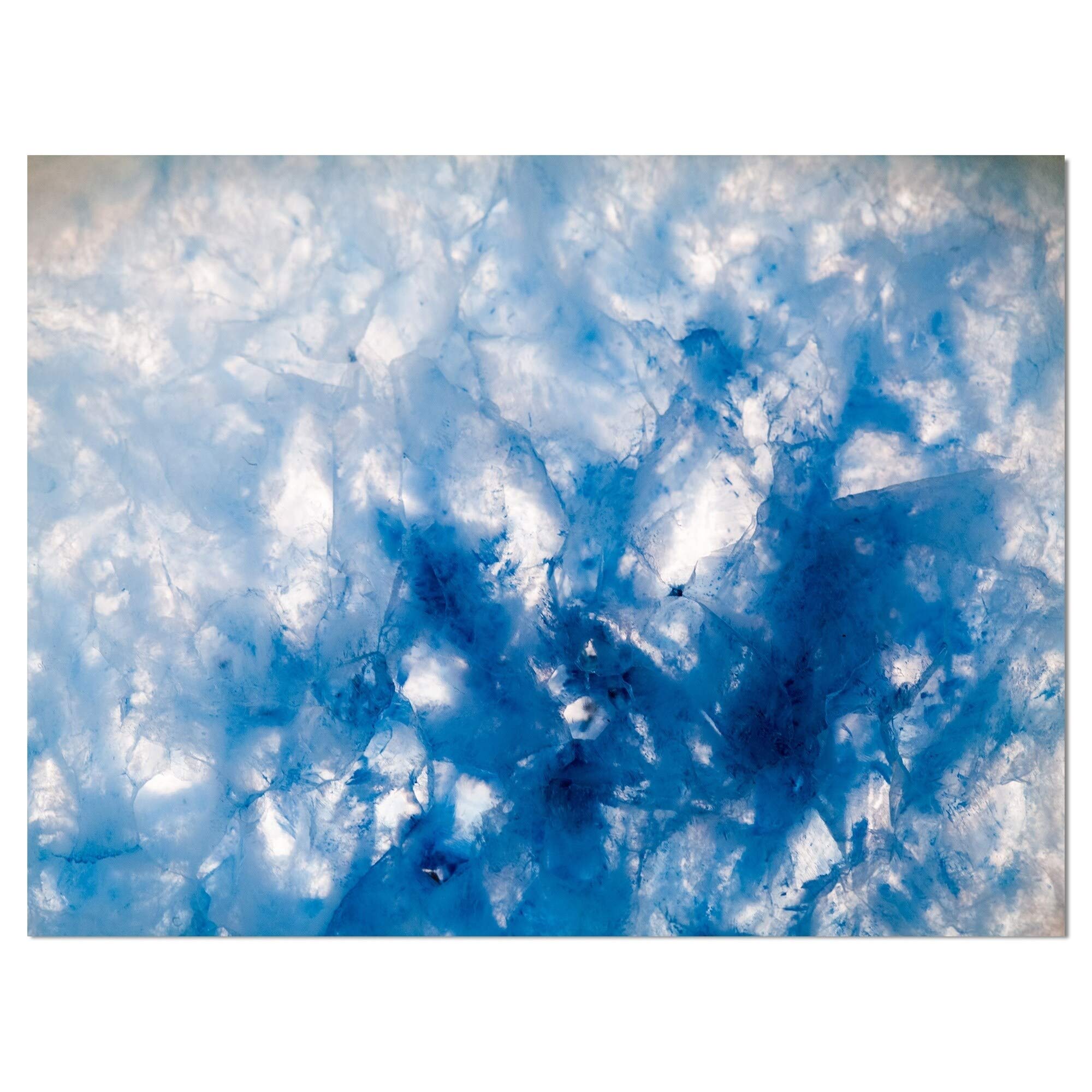 Blue and White Moss Agate Stone Art Print on Wrapped Canvas - 12x8 Inches Wall Decor - Perfect for Living Room, Bedroom & Office Aesthetics
