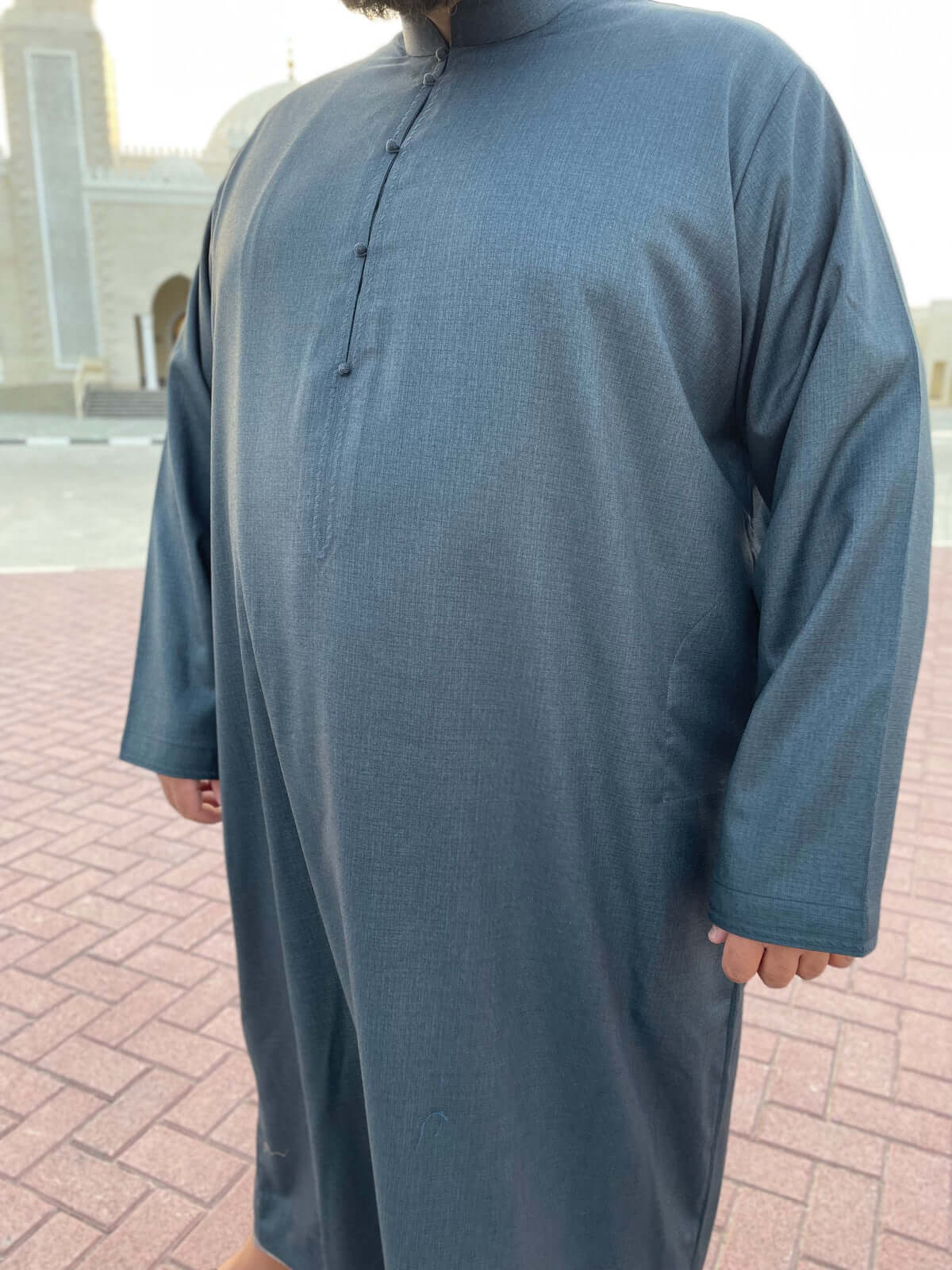 Premium Men's Teal Cashmere Wool Bahraini Thobe - Soft & Luxurious Traditional Arabic Robe for Comfort & Style - Perfect for Weddings, Eid, and Special Occasions