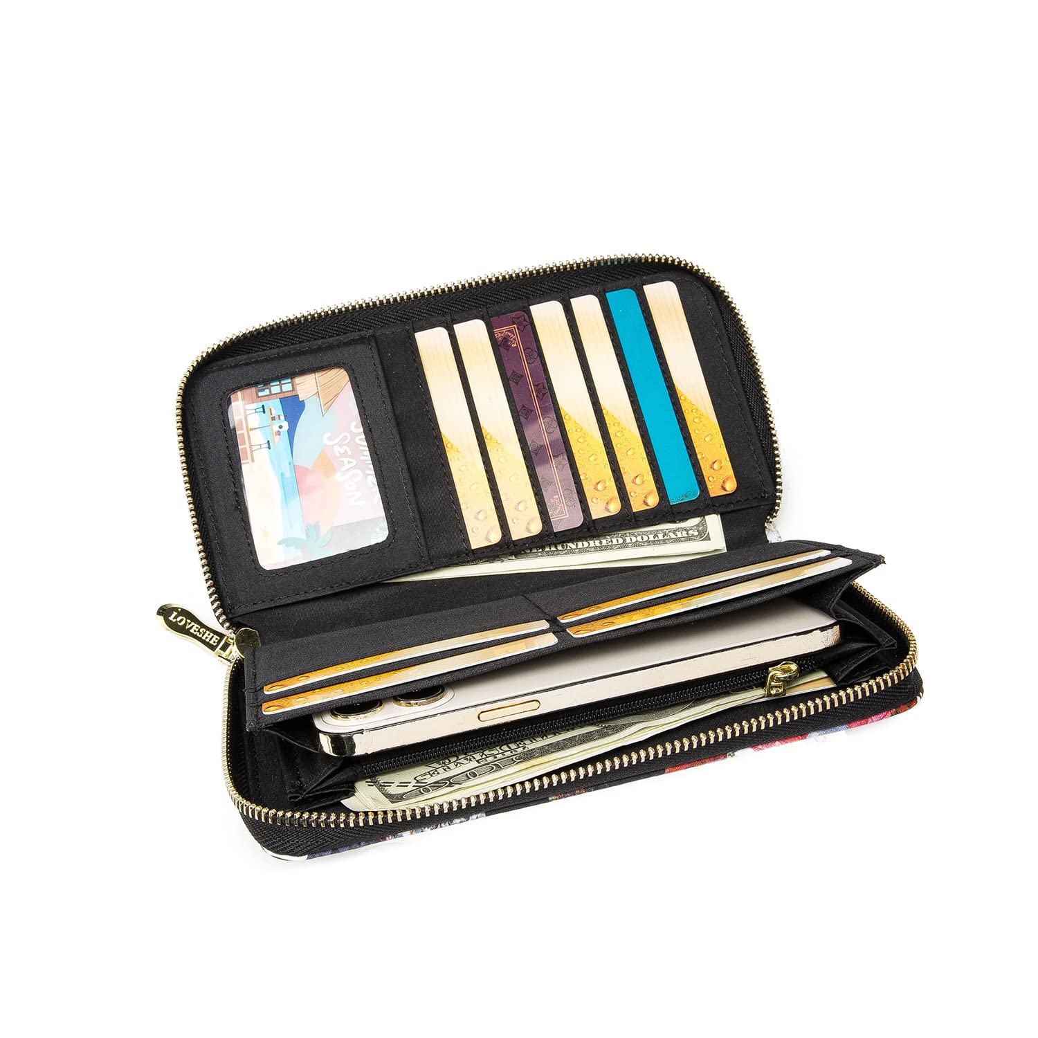 RFID Blocking Women's Wallet - Slim Bifold Zipper Purse with Credit Card Slots & ID Window, Large Capacity Travel Clutch for Everyday Use, Shopping & Business Trips