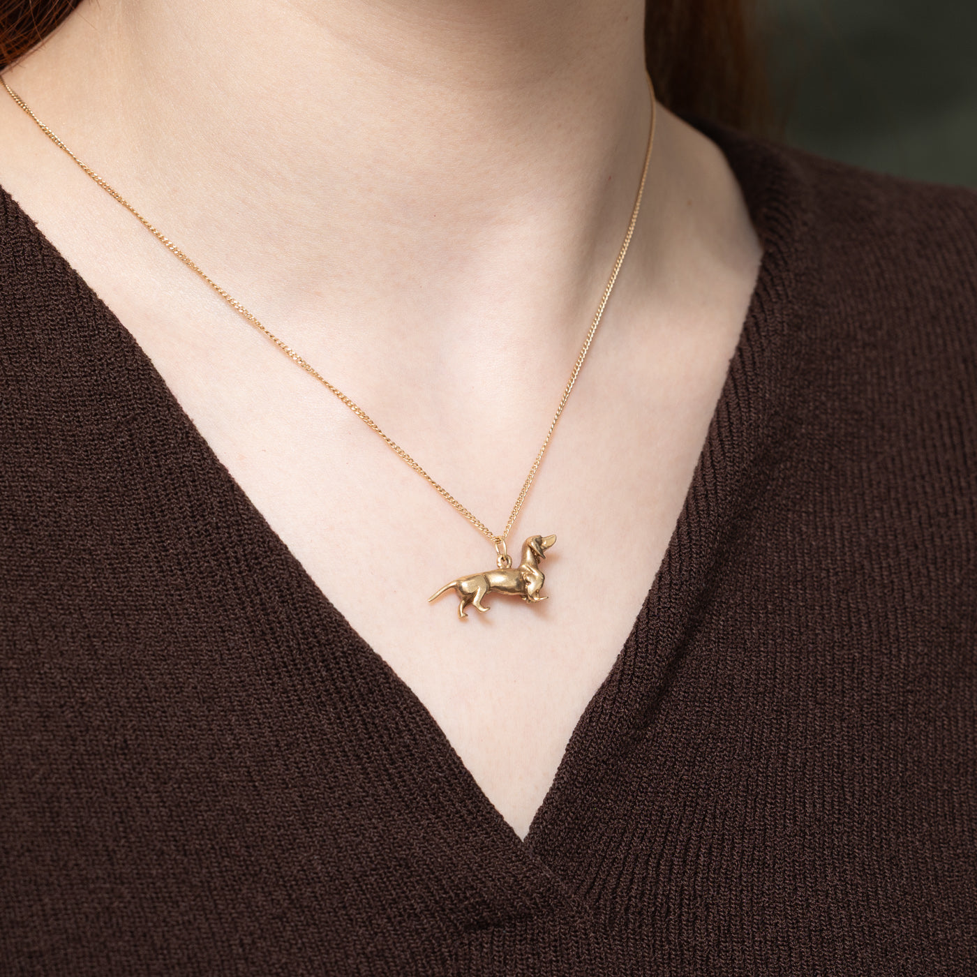 10K Yellow Gold Dachshund Dog Charm Pendant - Elegant Dainty Jewelry Gift for Dog Lovers - Perfect for Necklaces, Bracelets & Special Occasions