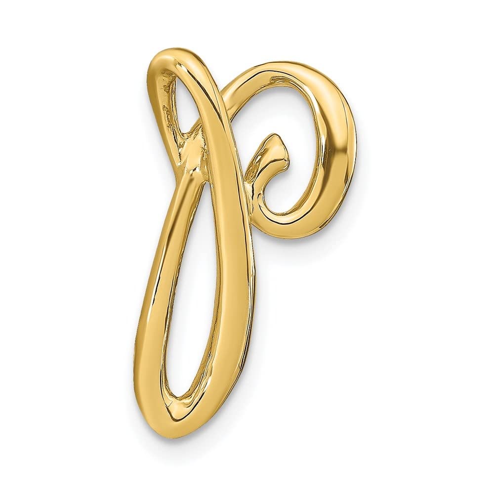 14K Yellow Gold Polished Alphabet Initial Slide Pendant Necklace for Women - Elegant Personalized Jewelry Gift for Birthday, Anniversary & Special Occasions