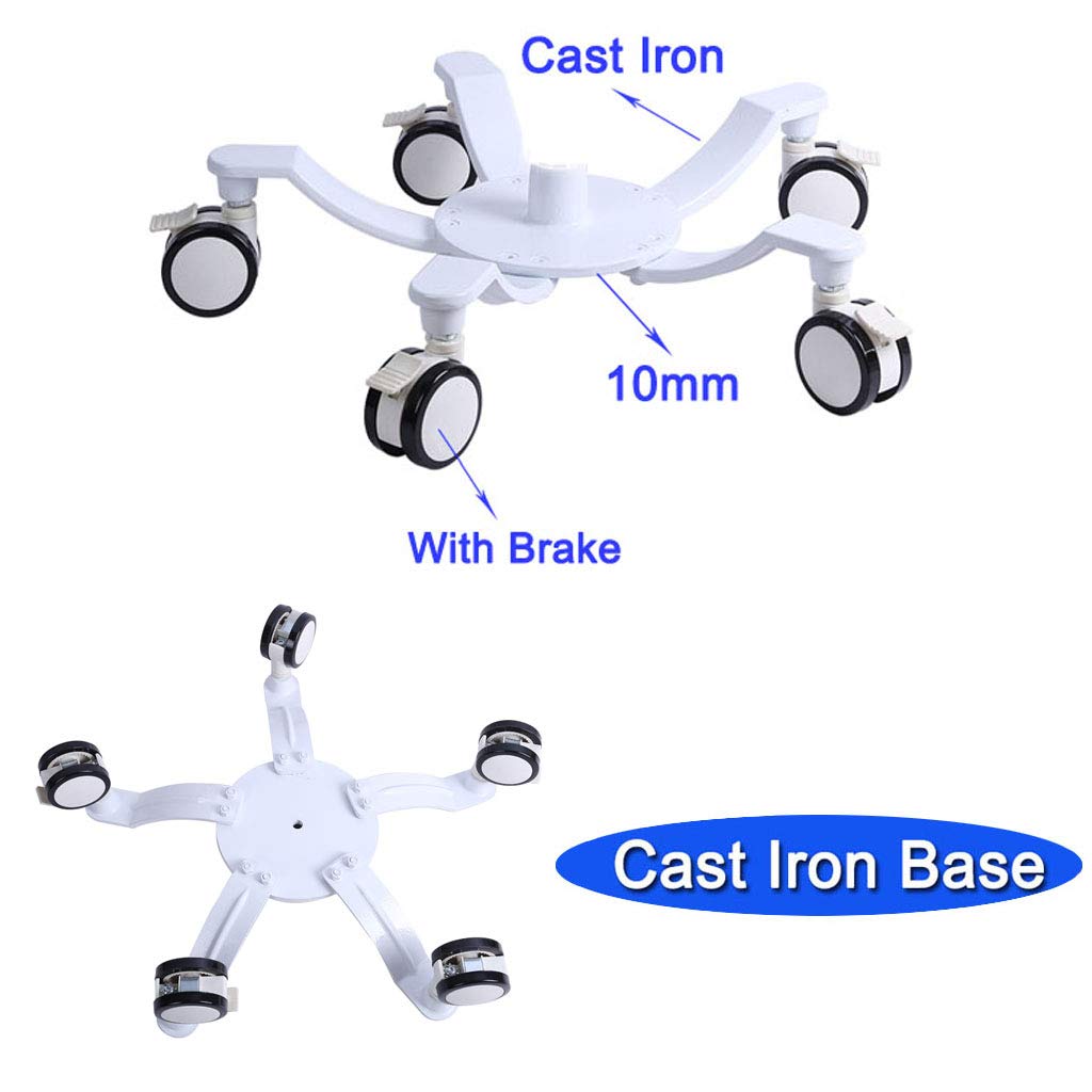 Portable IV Pole with Wheels - Adjustable IV Drip Stand with Tray & Cast Iron Base - 5 Brake Casters & Air Pressure Buffer (Basket/No Basket Options) - Ideal for Home Care, Hospitals & Medical Facilities