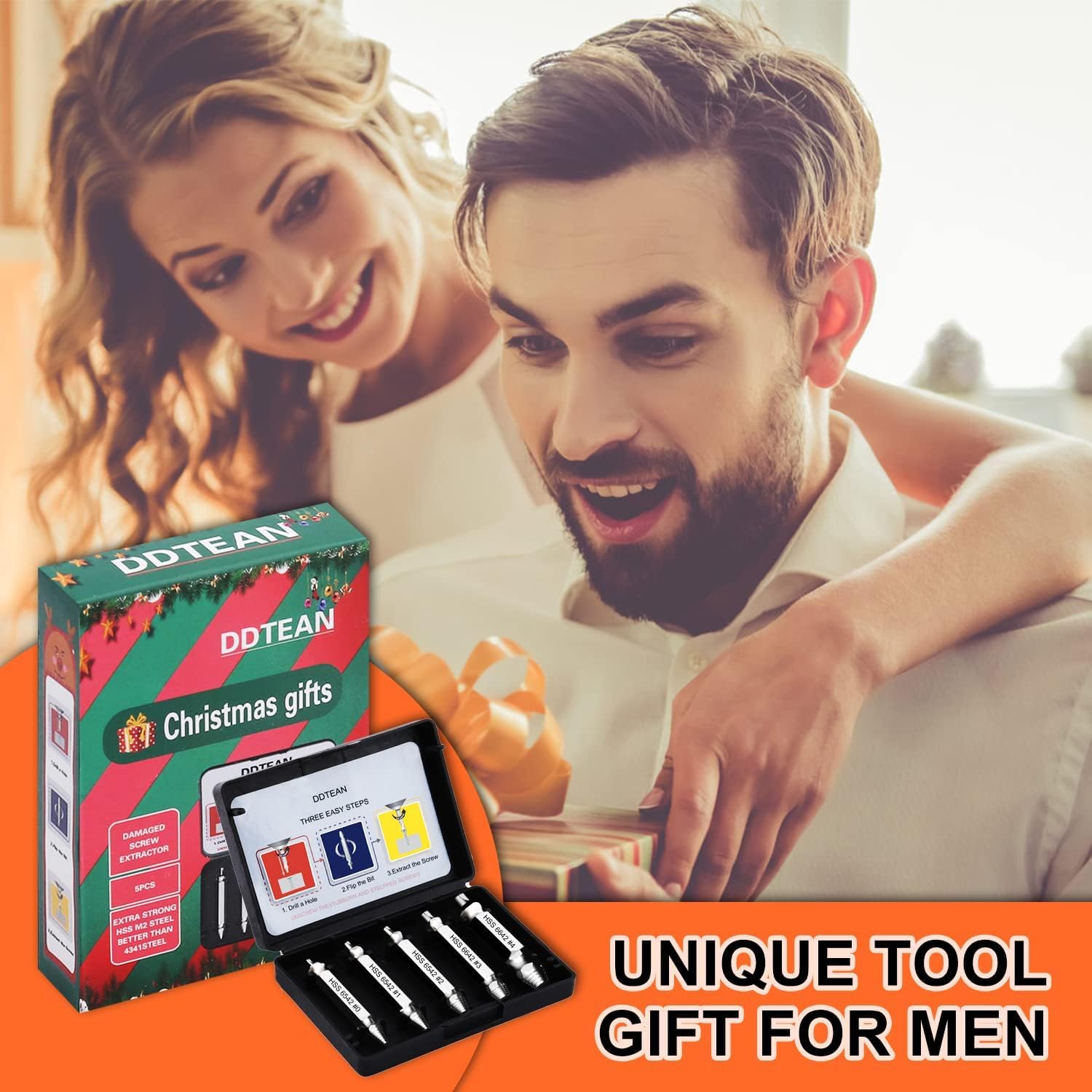 Best Screw Extractor Set for Men - Premium Tools for DIY & Home Repair - Perfect Gift for Dad, Husband, Handymen - Great Stocking Stuffer & Christmas Present for Men & Women - Ideal for Automotive, Woodworking & Household Fixes