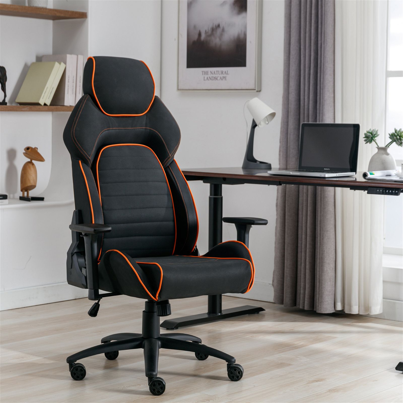 Premium Ergonomic Gaming & Office Chair with Adjustable Armrests - Black & Orange by Tauris - Perfect for Long Work Hours & Intense Gaming Sessions