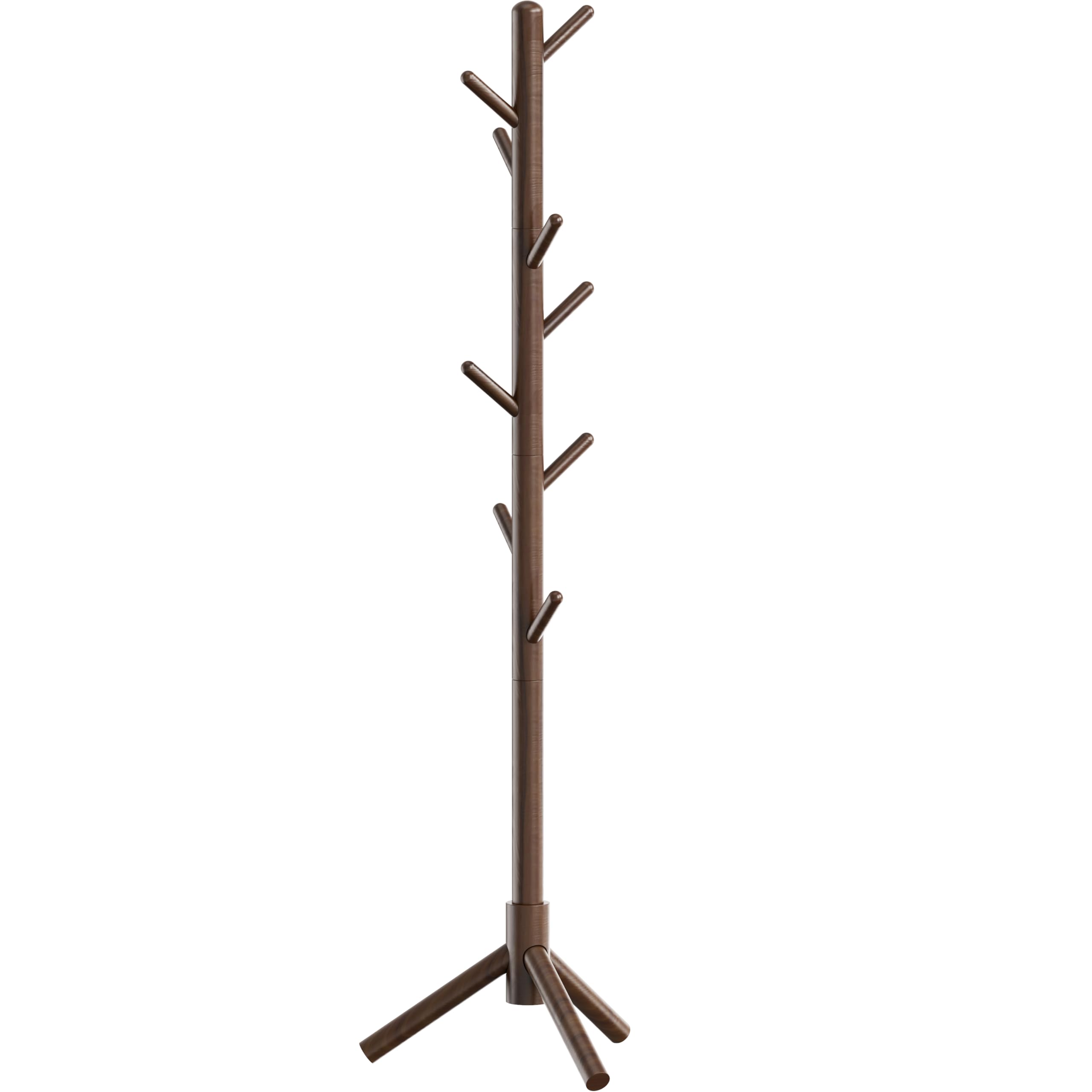 Adjustable Wooden Coat Rack Stand with 9 Hooks - Walnut Finish for Entryway, Bedroom & Closet Organization - Simple Houseware Garment Tree Rack