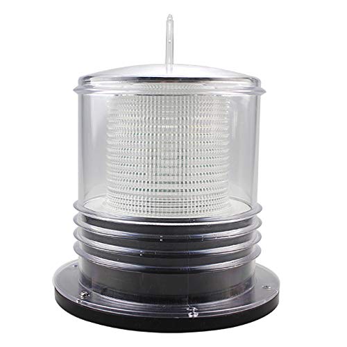 Waterproof Solar Dock Light - 360° LED Warning Light with Constant/Flashing Modes - Cool White Solar Powered Marine Lighting for Boat Docks, Piers & Waterfront Safety