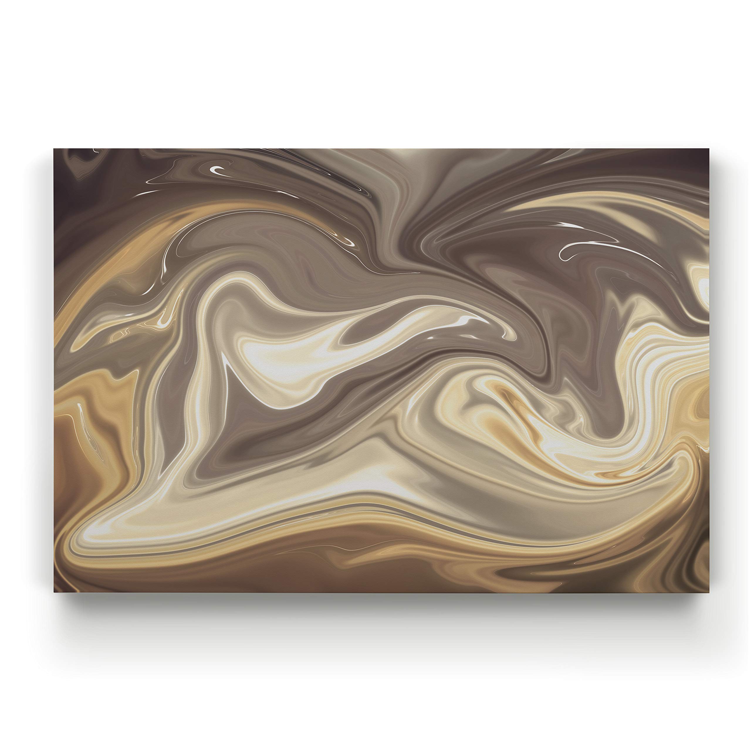 Hot Chocolate Marble Pattern Gallery Wrapped Canvas Wall Art - Modern Home Decor for Living Room, Bedroom & Office