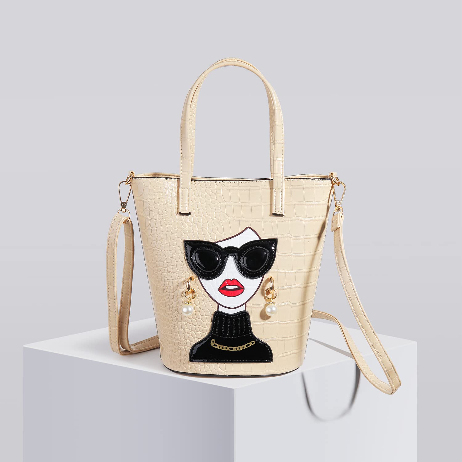 3D Lady Face Purse for Women - Unique Novelty Top Handle Satchel Shoulder Bag & Clutch - Fashionable Evening Party & Gift Idea