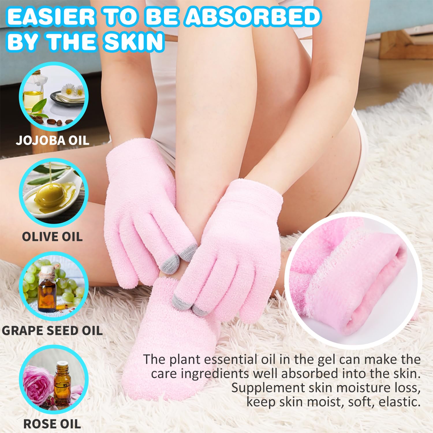 4PCS Moisturizing Gloves & Socks for Dry Cracked Skin - Spa Therapy for Hands & Feet Care at Home