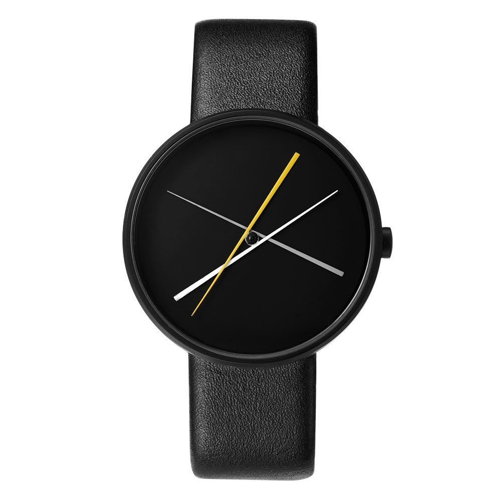 Unisex 40mm Leather Band Crossover Watch - Black | Stylish & Durable for Casual & Formal Wear | Perfect for Everyday Use, Office & Special Occasions