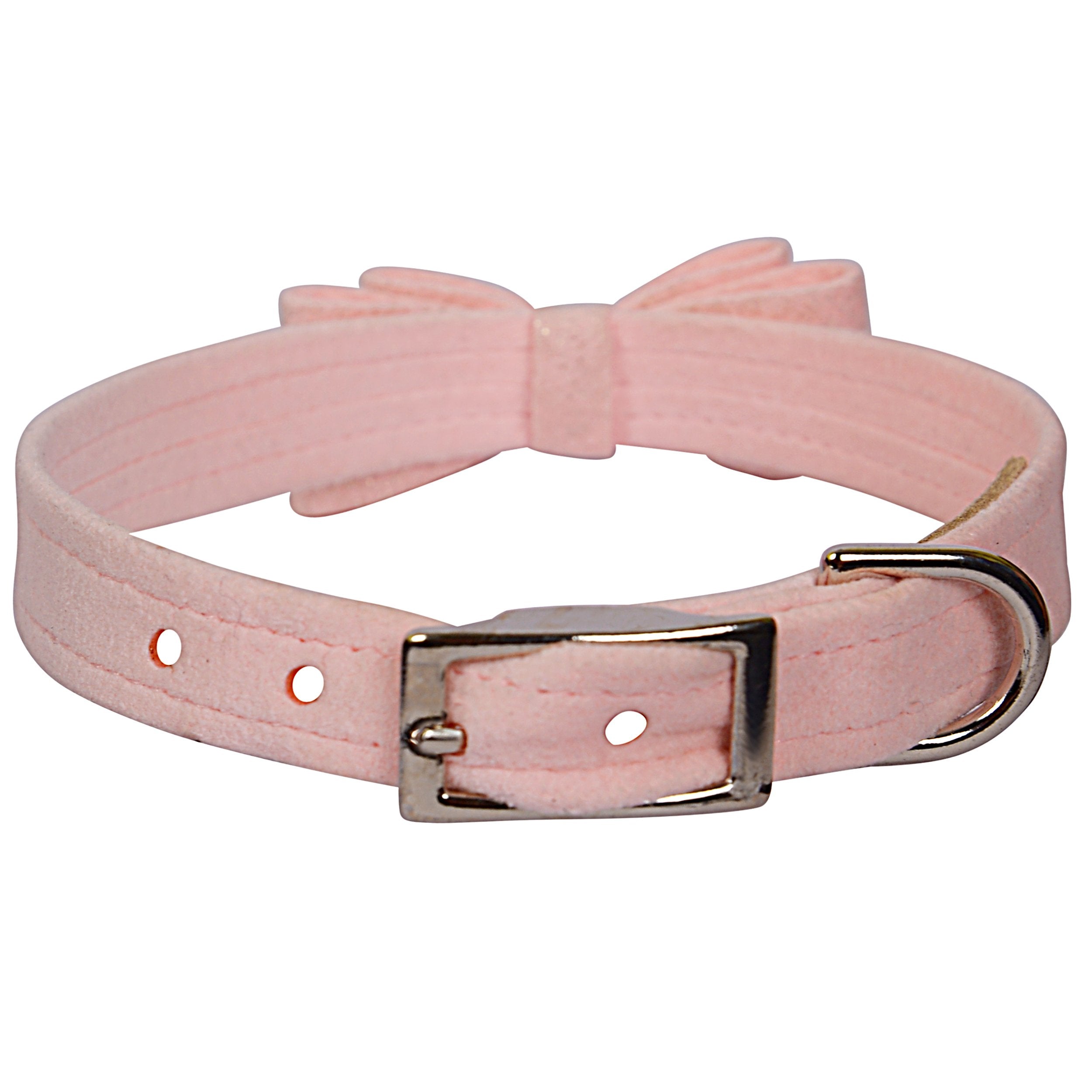 Sparkly Pink Big Bow Dog Collar for Small Puppies - Glamorous & Stylish Pet Accessory for Parties, Photos & Daily Walks