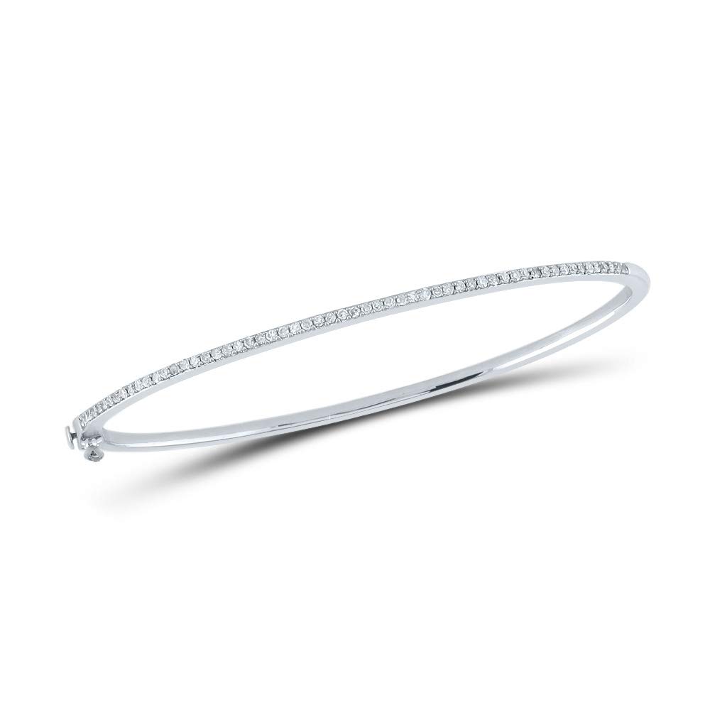 Elegant Aurora Fine Jewelry Sterling Silver Women's Round Diamond Single Row Bangle Bracelet (1/3 CTTW) - Perfect Gift for Her, Anniversary, Birthday & Special Occasions