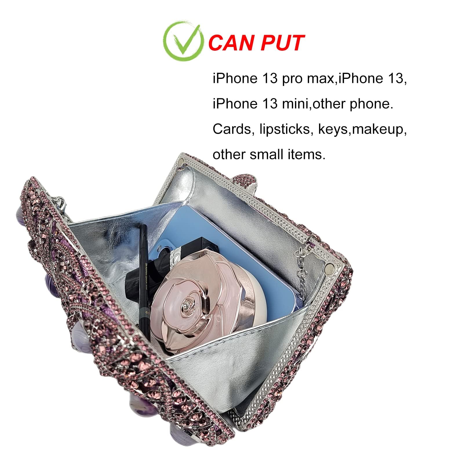 Luxury Purple Agate Crystal Evening Clutch Bag for Women - Glitter Rhinestone Party Wedding Purse - Perfect for Prom, Gala & Special Occasions