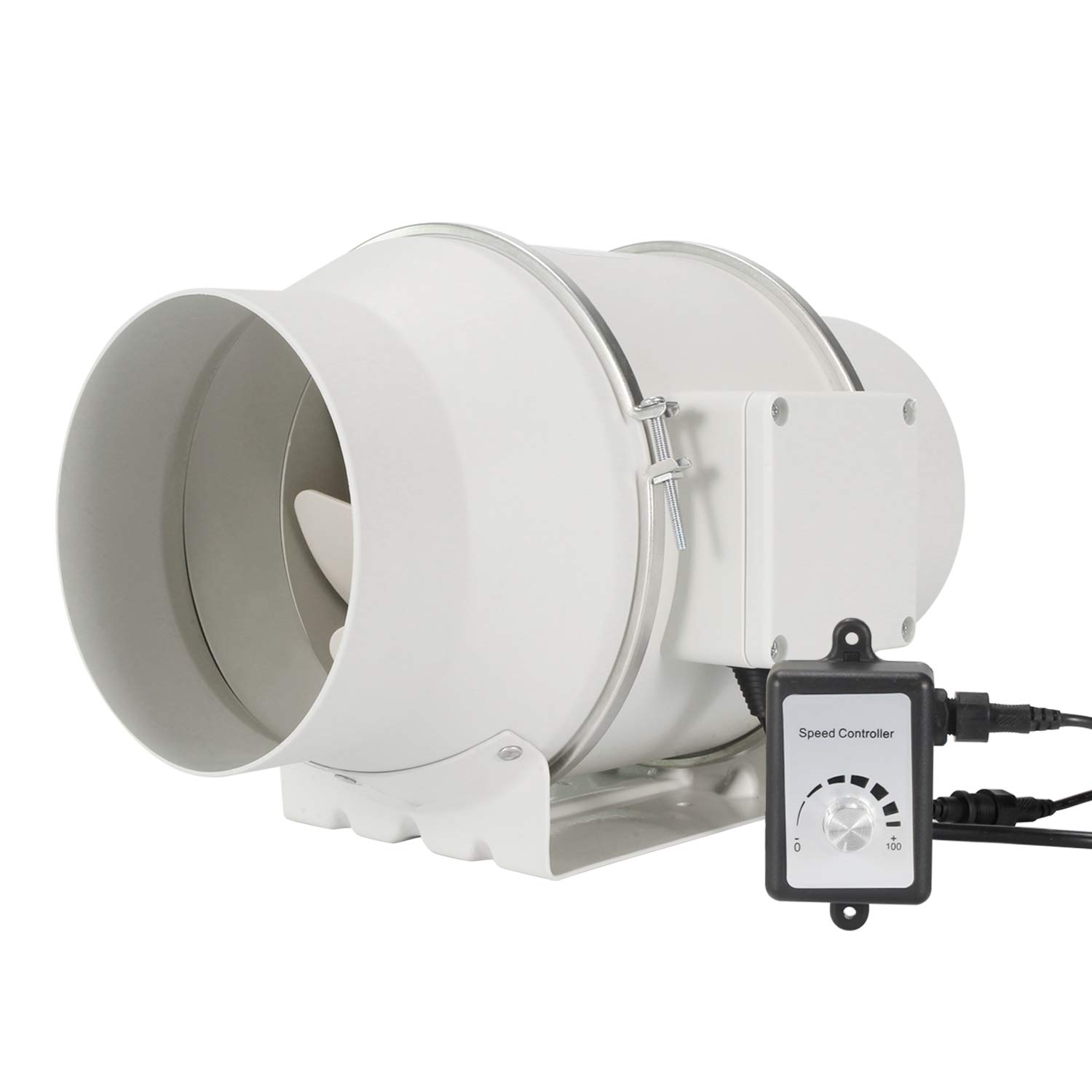 Hon&Guan 5 Inch Inline Duct Fan 330CFM with Variable Speed Controller - Ultra Quiet Ventilation Exhaust Fan for HVAC, Grow Tents, Hydroponics, Home & Commercial Use | Perfect for Heating, Cooling & Air Circulation Systems