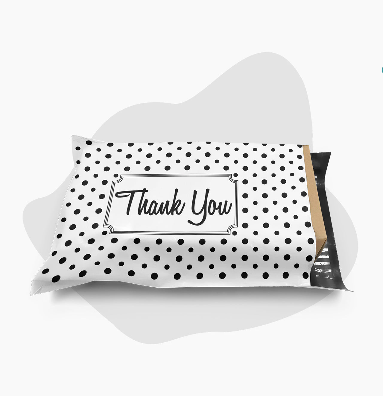10 x 13 Inch Black & White Polka Dot Thank You Designer Poly Mailer Envelopes - 2 Mil Thick Plastic Shipping Bags for Ecommerce, Gifts & Wedding Favors | Shop4Mailers