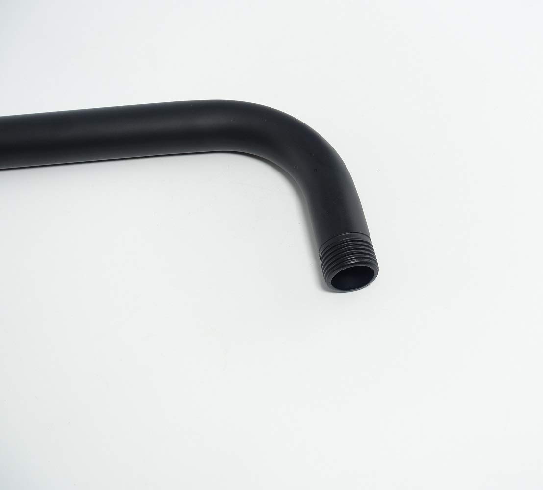NearMoon 15 Inch Stainless Steel Shower Arm with Flange - Matte Black Wall Mounted Shower Head Extension for Bathroom & Spa - Perfect for Modern Home, Hotel, and Gym Installations