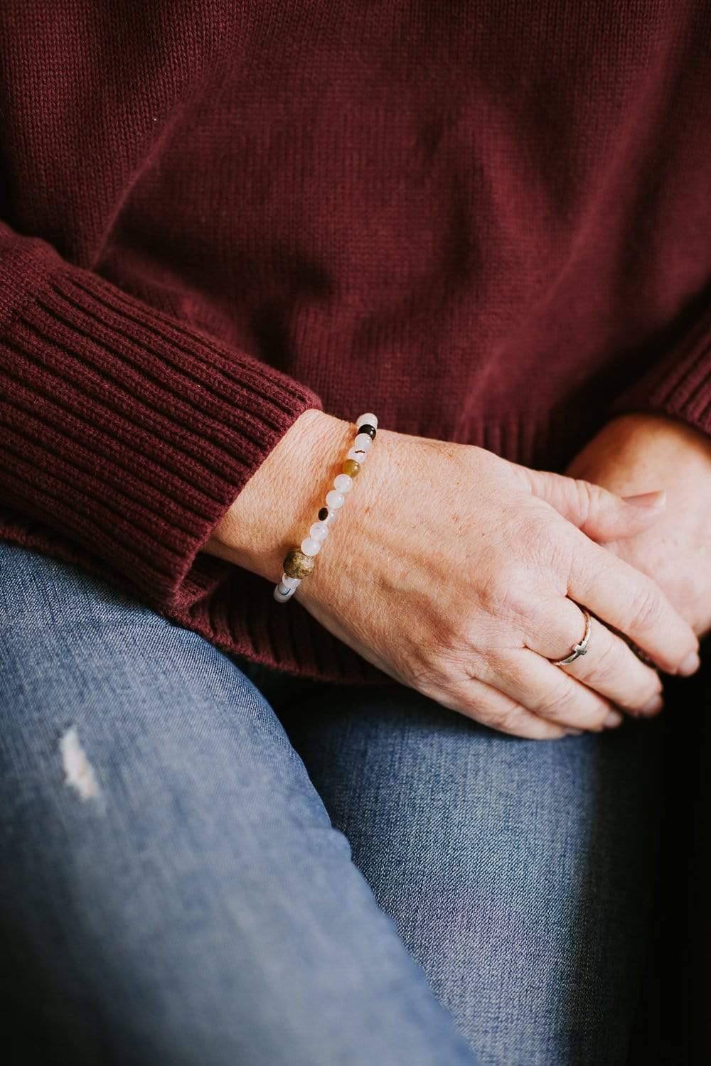 Handmade Antique Bodhi Seed & Mastodon Fossil Bracelet - Natural Buddhist Meditation Beads & Spiritual Jewelry for Men & Women - Perfect for Yoga, Meditation & Boho Fashion