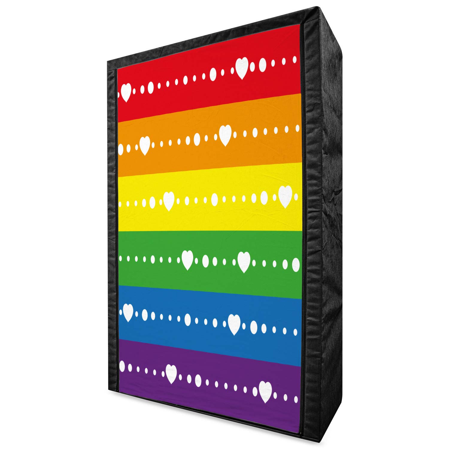 Ambesonne Pride Portable Fabric Wardrobe - Horizontal Striped LGBTQ+ Flag Design with Heart Dots - 42.5 Inch Closet Organizer with Shelves for Clothes Storage - Perfect for Bedroom, Dorm, Apartment & Small Spaces